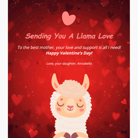 Valentine's Day Llama Love eCard
